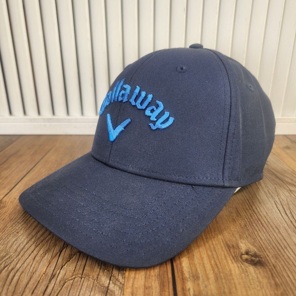 Callaway Golf Hat Cap Navy Blue Snapback Raised Logo Spell Out Sport Casual Dad